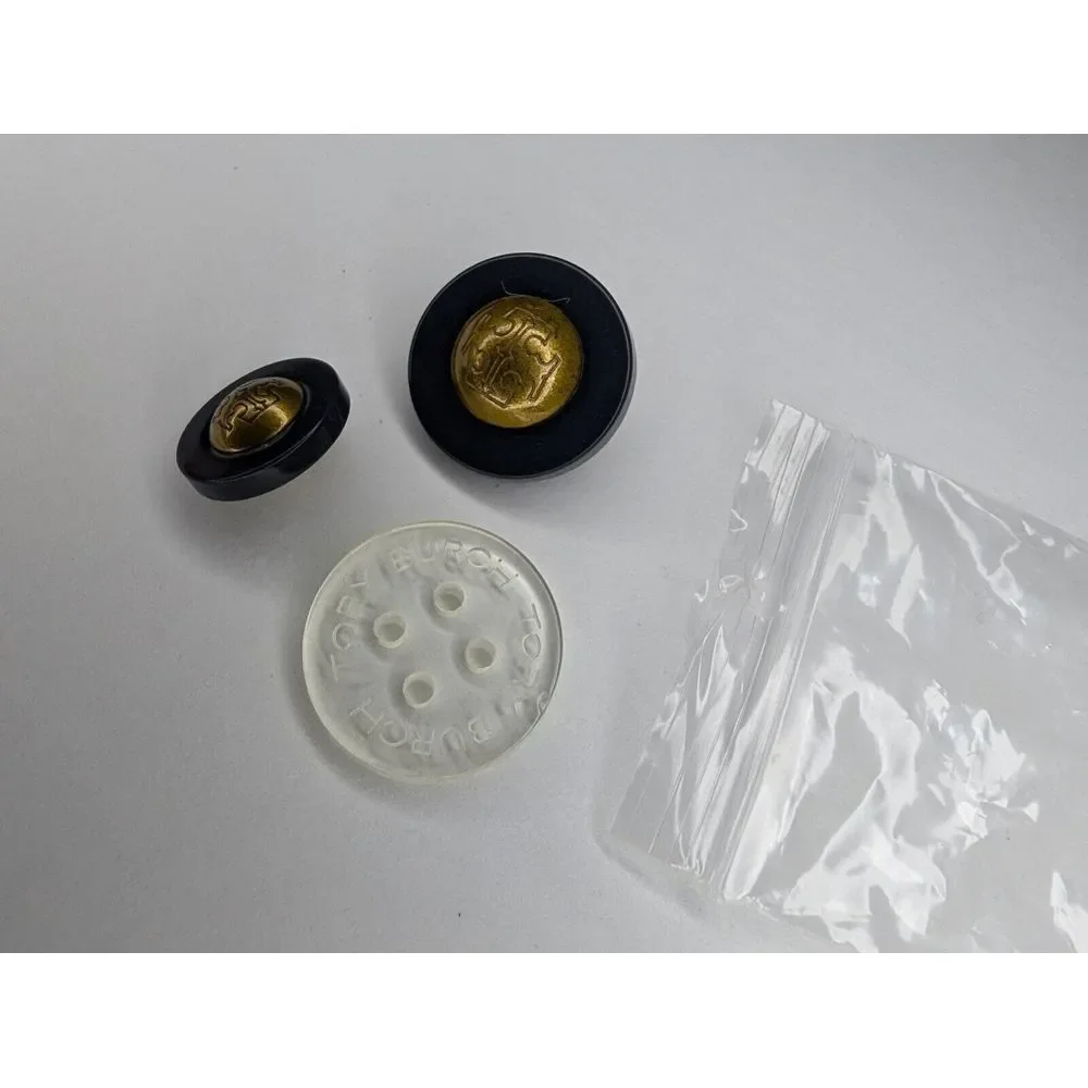 Vintage Tory Burch 3 Piece Replacement Buttons‎ Navy Blue & Metal 3/4